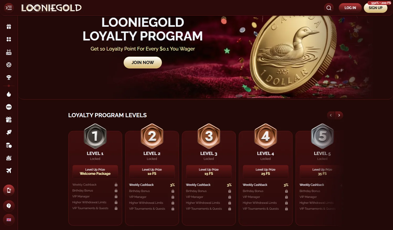 LoonieGold Casino Loyalty Programme