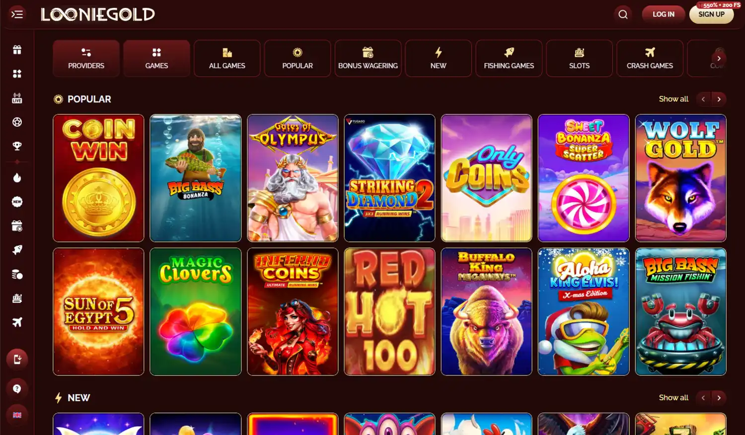 LoonieGold Casino Homepage