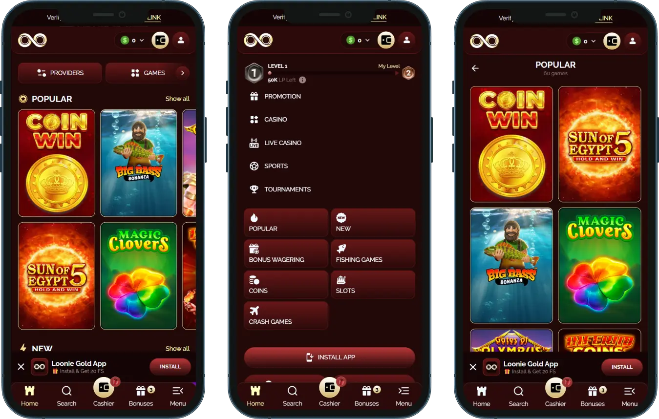 LoonieGold Casino on Mobile 
